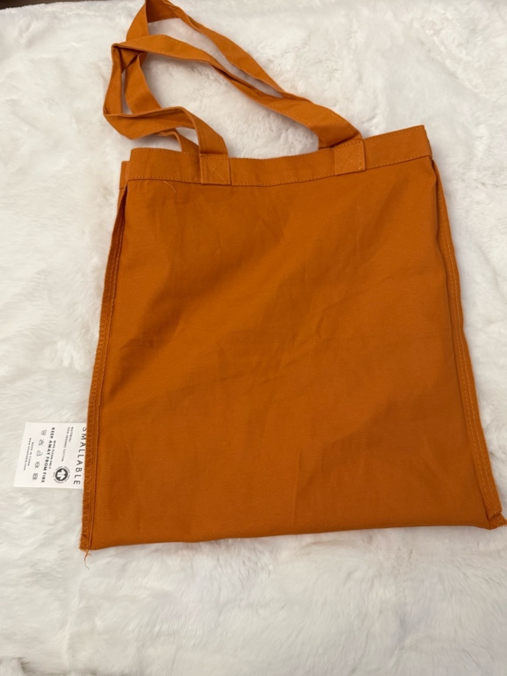 Smallable Orange Organic Cotton Canvas Tote Bag Paris Graphic Print NWOT - Picture 4 of 6